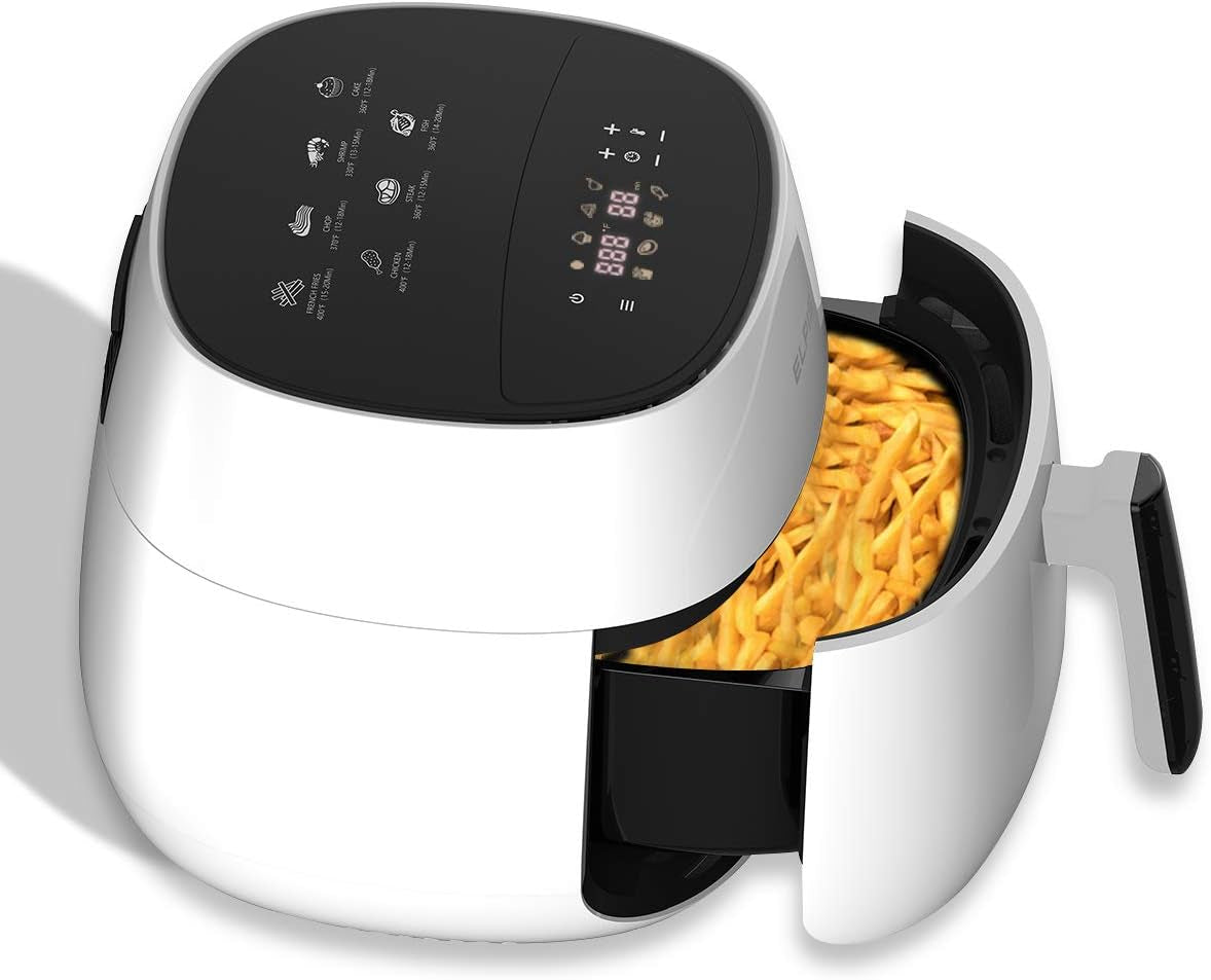 Ceramic Air Fryer 1400 Watt QT 8 In 1 LED Digital Touchscreen White