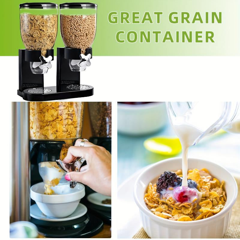 Pancerka Large Capacity Dual Control Grain Dispenser - Easy to Operate, Adjustable Portion Control, and Mess-Free Design - Perfect for Festive Occasions, Breakfast, and Snack Time with Family and Friends Containers Kitchen Utensils Plastic