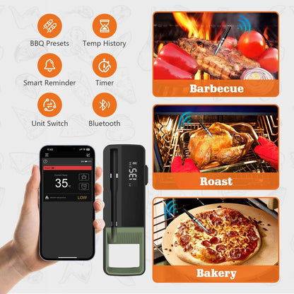 Upgrade Wireless Smart Meat Thermometer Probe Bluetooth Meat Thermo
