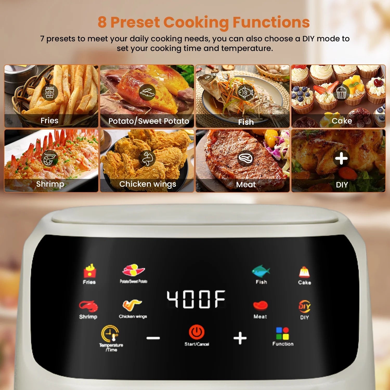 Digital Air Fryer oven advanced heat wrap Touchscreen Viewing Window
