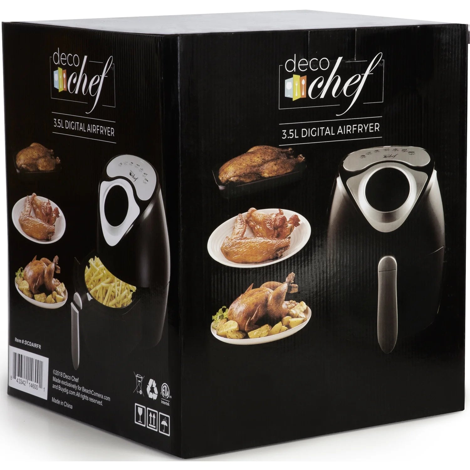 3.7 QT Personal Digital Air Fryer, 7 One-Touch Cooking Programs, Time and Temperature Controls, Dual Non-Stick Baskets, 1300W, Black