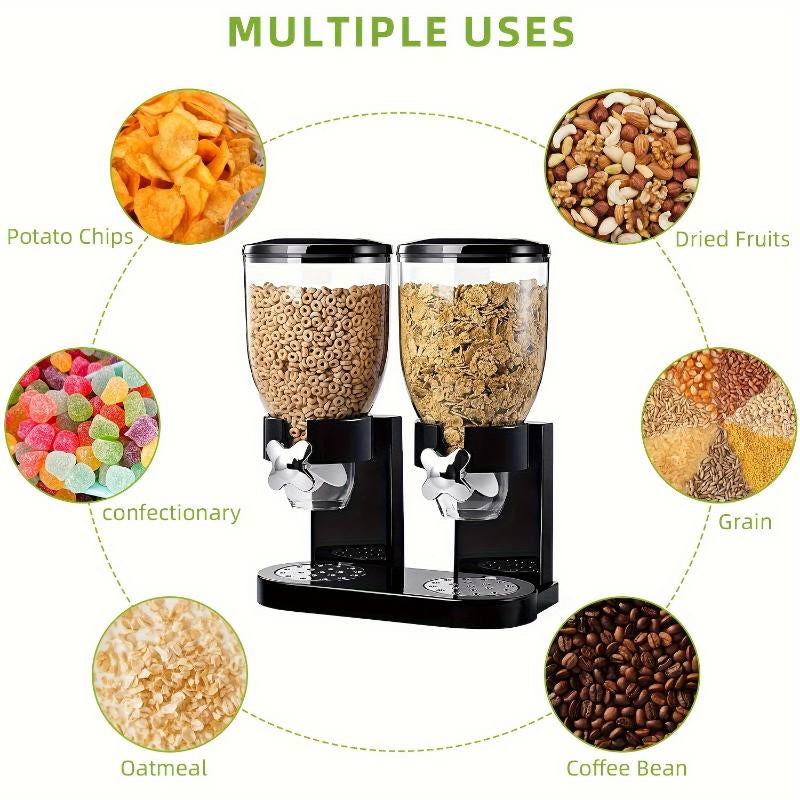 Pancerka Large Capacity Dual Control Grain Dispenser - Easy to Operate, Adjustable Portion Control, and Mess-Free Design - Perfect for Festive Occasions, Breakfast, and Snack Time with Family and Friends Containers Kitchen Utensils Plastic