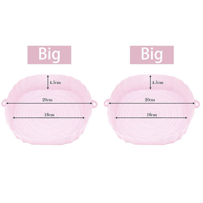 1/2/3PCS Reusable Air Fryer Silicone Pot Oven Baking Tray Airfryer Silicone Basket Pizza Fried Chicken Grill Pan Mat for Kitchen