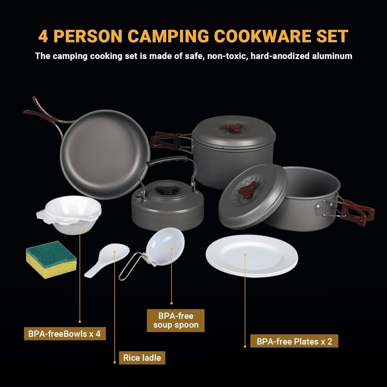 Camping Cookware Set Lightweight Outdoor Mess Kit