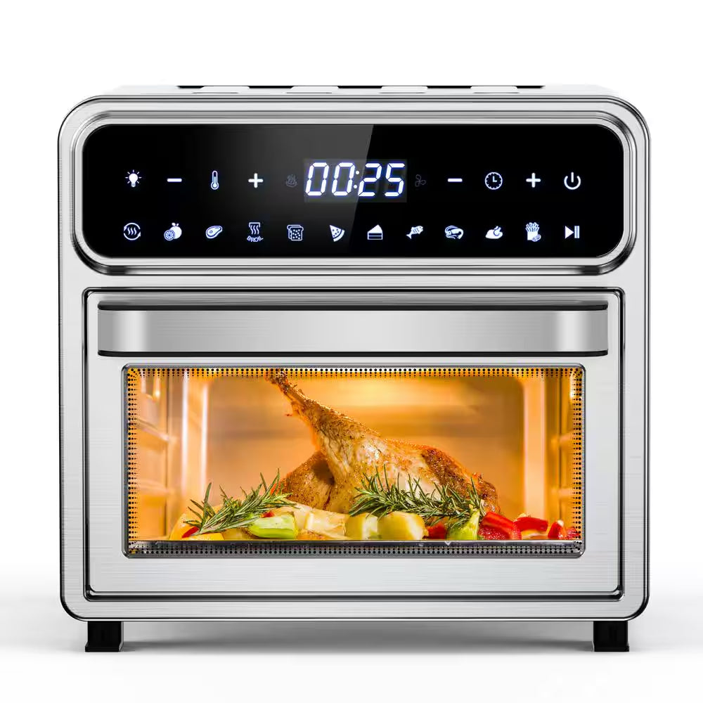 12.7Qt. Stainless Steel Multi-Function Digital Air Fryer Oven with Chromed Mesh Basket, Drip Tray