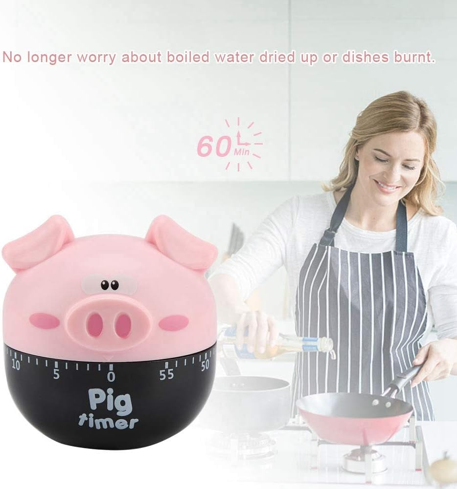 Cute Cartoon Pig Kitchen Timer Cooking Timer Cooking Mechanical Home Decor Counters for Cooking Timing Tool ()