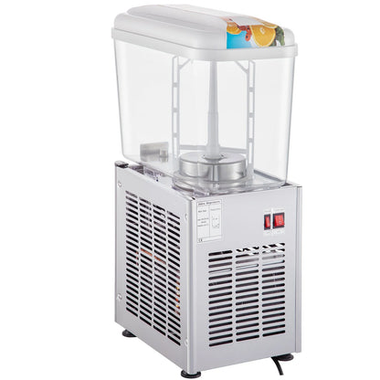 VEVOR Commercial Beverage Dispenser, 4.8 Gallon 1 Tank Cold Beverage Dispenser, 200W Food Grade Material Stainless Steel Commercial Juice Dispenser with Thermostat Controller for Cold Drink