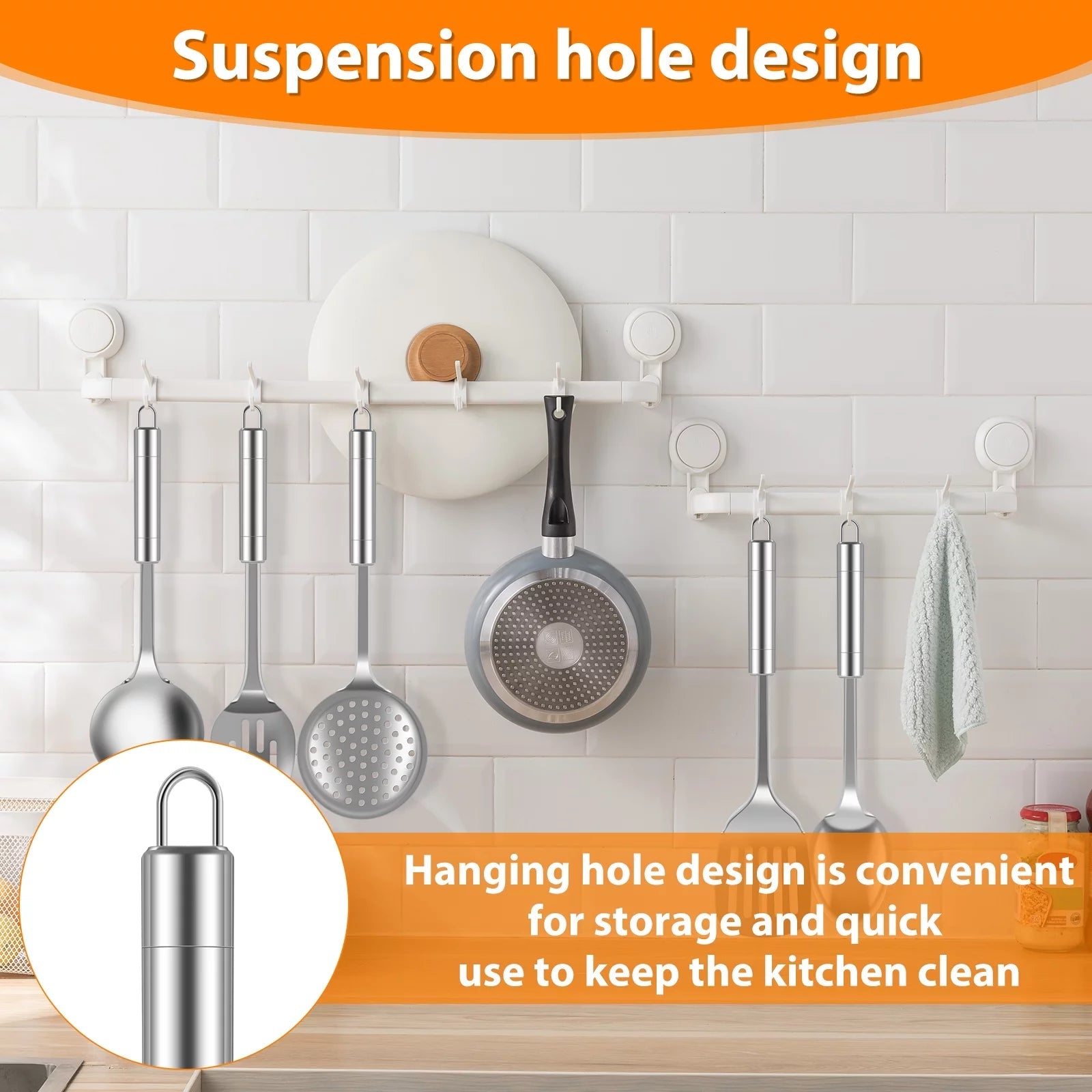 5Pcs Metal Stainless Steel Utensil for Cooking Kitchen Cooking Utensils Set Kitchen Gadgets Tools Set Spoons Spatula Sets with Ergonomic Handle Hanging Hole Reusable