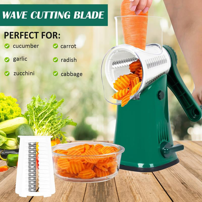 Cheese Grater Rotary, Rotary Grater for Kitchen, Kitchen Grater Vegetable Slicer with 5 Drum Blades, Fast Cutting Cheese Shredder for Vegetables and Nuts for Valentine'S Day Father'S Day Mother'S Day Gift