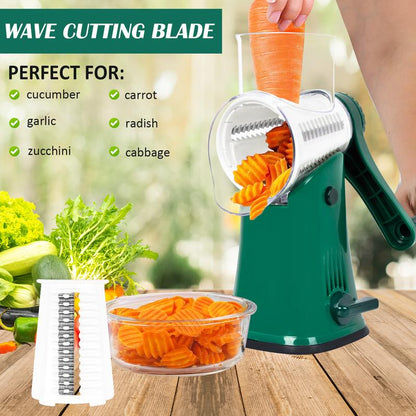 Cheese Grater Rotary, Rotary Grater for Kitchen, Kitchen Grater Vegetable Slicer with 5 Drum Blades, Fast Cutting Cheese Shredder for Vegetables and Nuts for Valentine'S Day Father'S Day Mother'S Day Gift