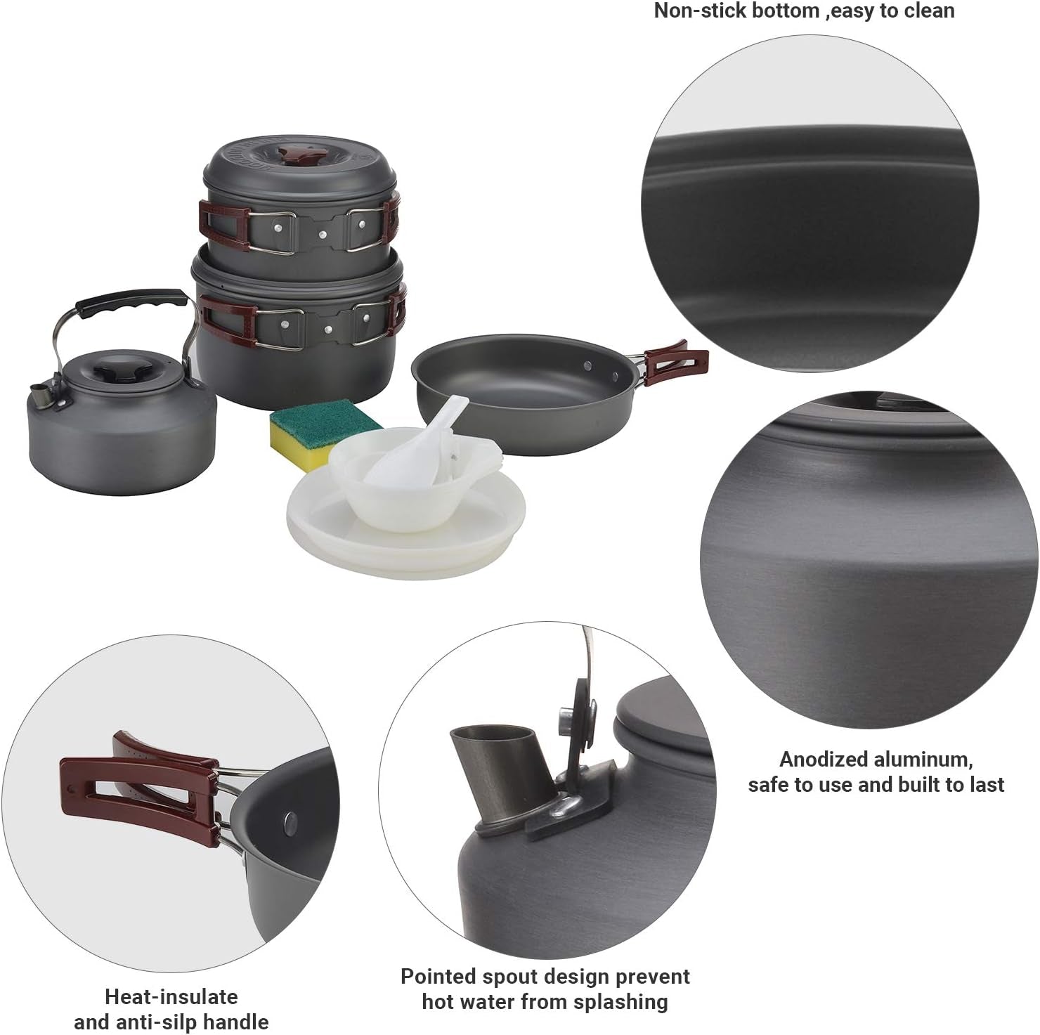 Camping Cookware Set Lightweight Outdoor Mess Kit