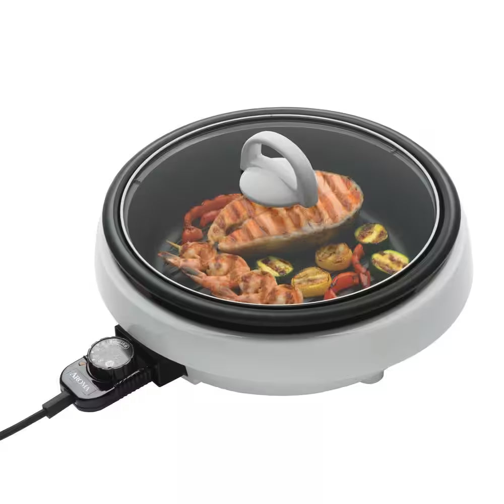 Super Pot 3 In 1 10 In White Indoor Grill with Lid