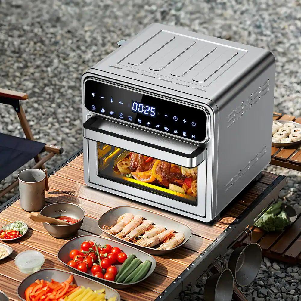12.7Qt. Stainless Steel Multi-Function Digital Air Fryer Oven with Chromed Mesh Basket, Drip Tray