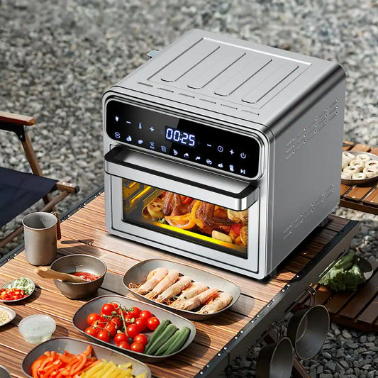 12.7Qt. Stainless Steel Multi-Function Digital Air Fryer Oven with Chromed Mesh Basket, Drip Tray